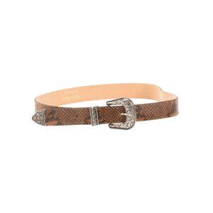 MARLON Savannah Made In Italy Leather Snake Print Western Buckle Belt